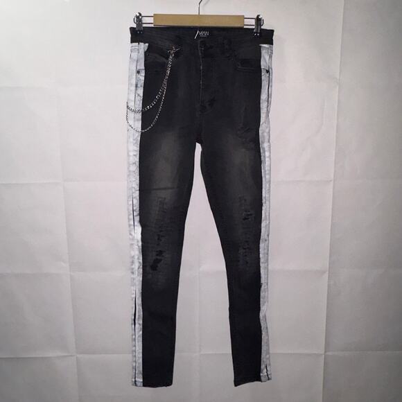 Boohooman Super Skinny Rip & Repair Biker Jeans men’s size 32R - Picture 1 of 8